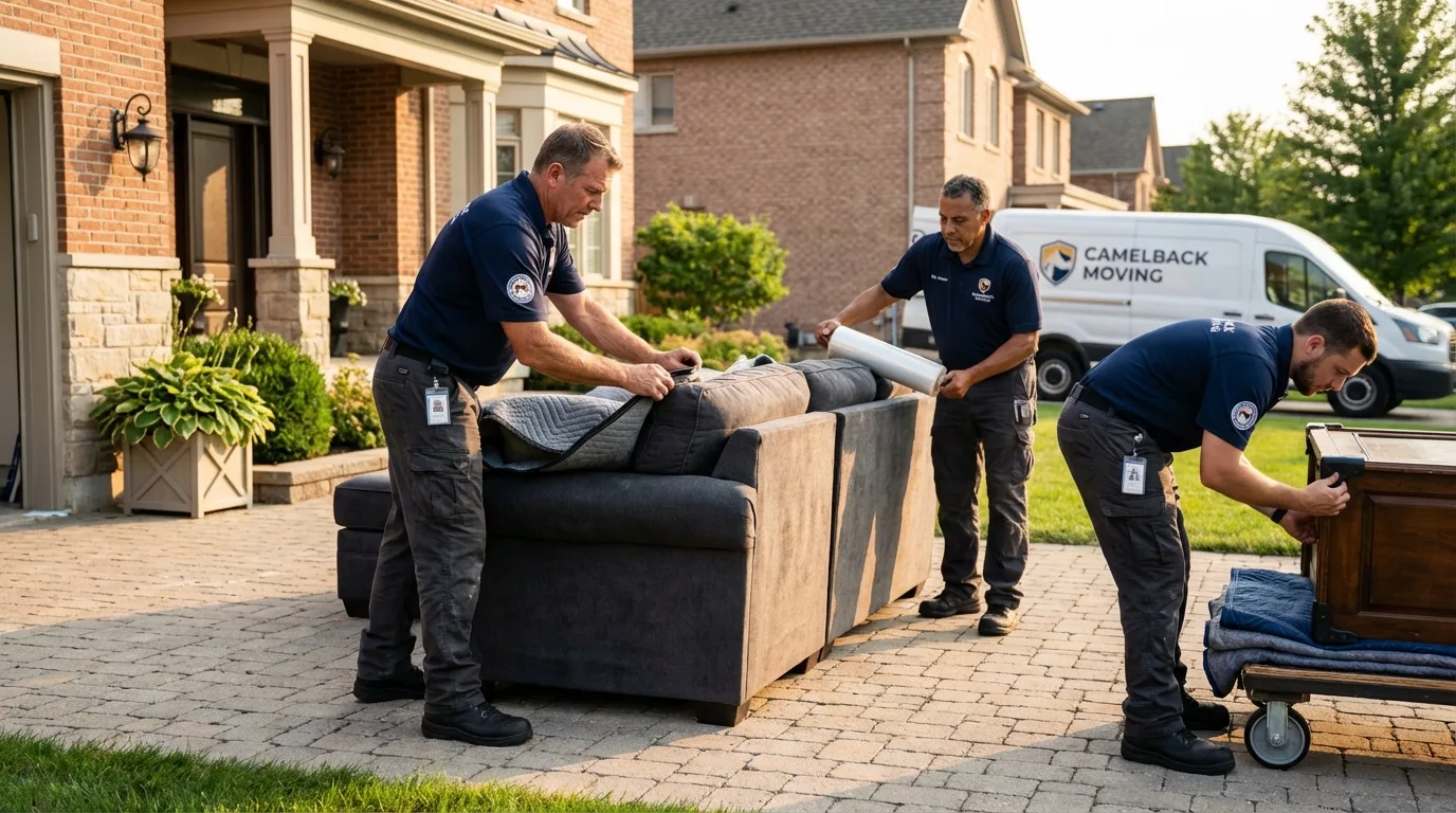 Large estate moving crew wrapping furniture in Coosada, AL